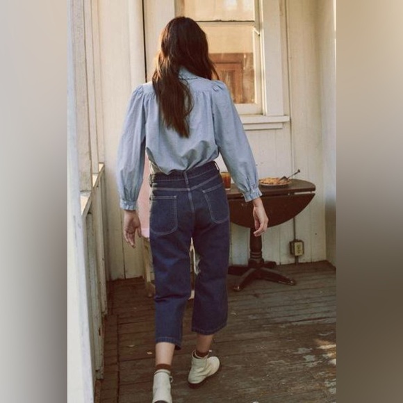 THE GREAT. The Railroad Jean Cotton Wide Leg Cropped Vintage Style Jeans Size 27 - Picture 5 of 11